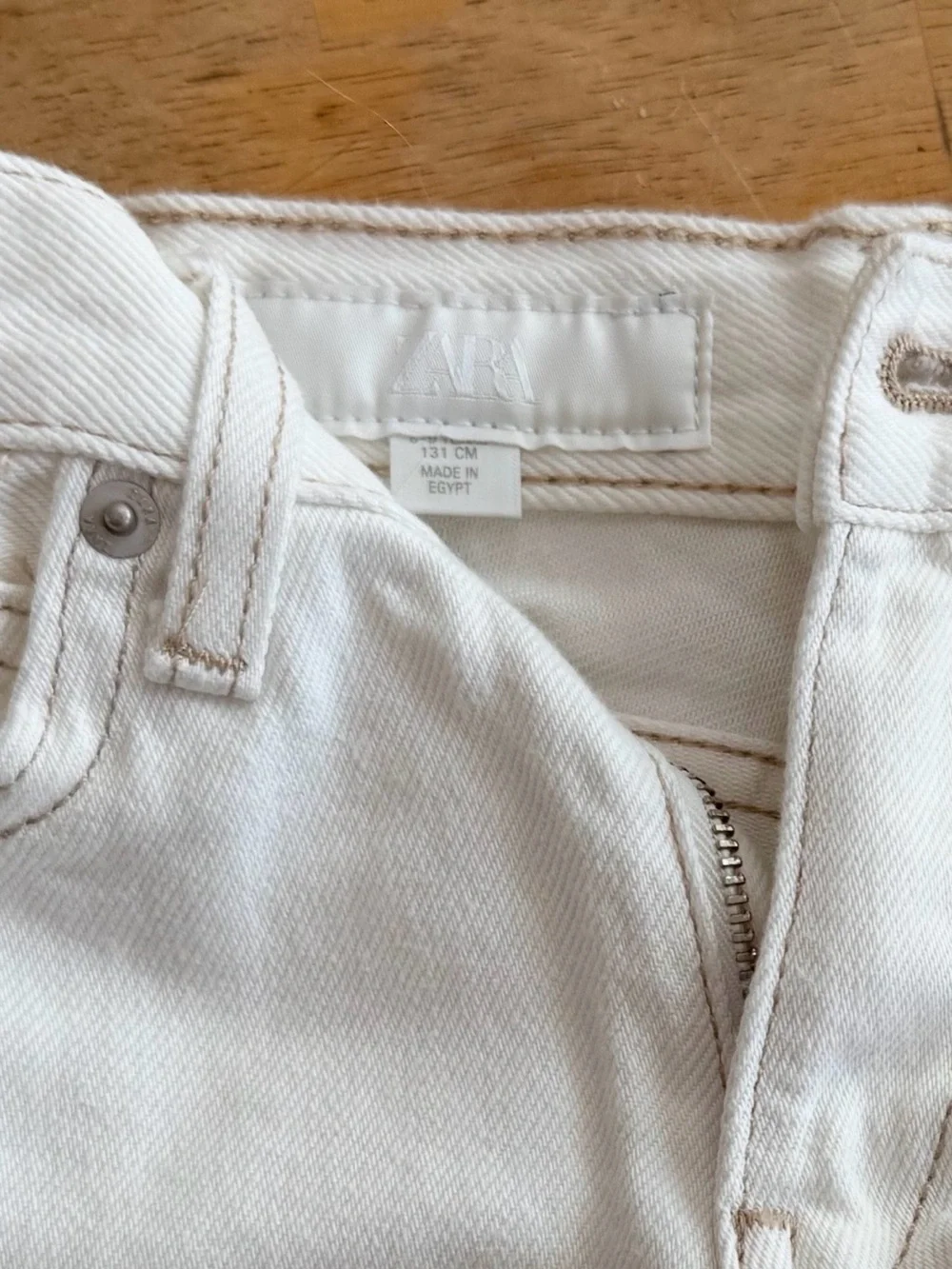 Zara Kids Cherry Embroidered White Denim Shorts